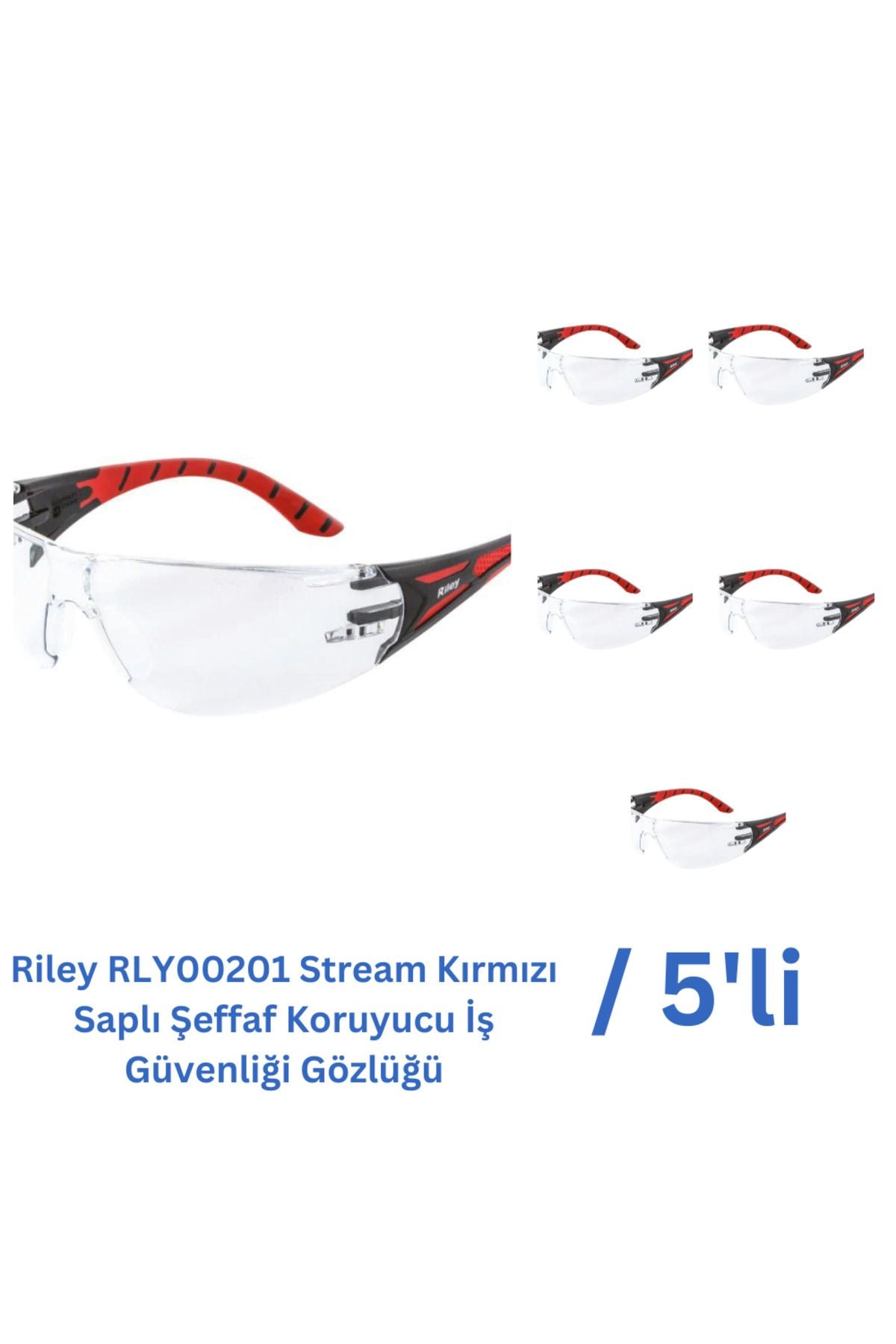 Riley RLY00201 Stream Kırmızı Saplı Şeffaf Gözlük- 5 Adet Riley RLY00201 Stream Kırmızı Saplı Şeffaf Gözlük- 5 Adet